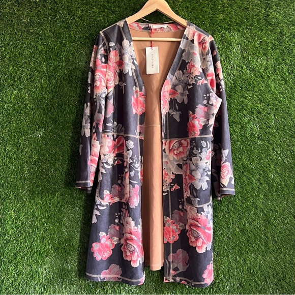 Solitaire Jackets & Blazers - NWT Solitaire Floral Printed Faux Suede Jacket Coat Anthropologie Duster